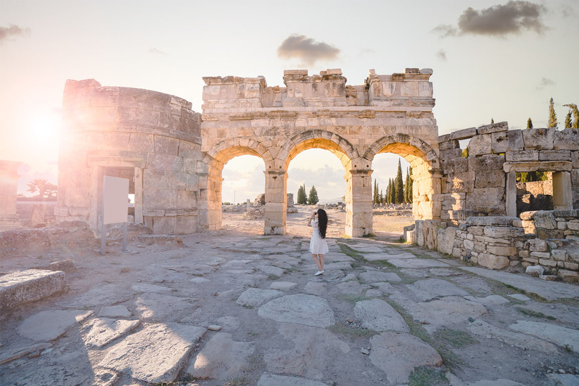 Majestic well preserved Greco-Roman Theater at Pamukkale.